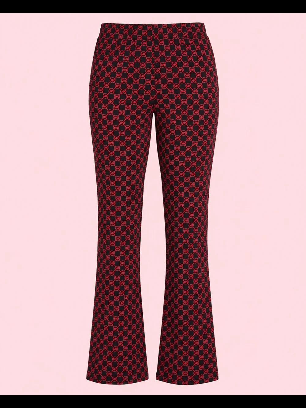 Michael Kors Black and Red Patterned Flared Pants